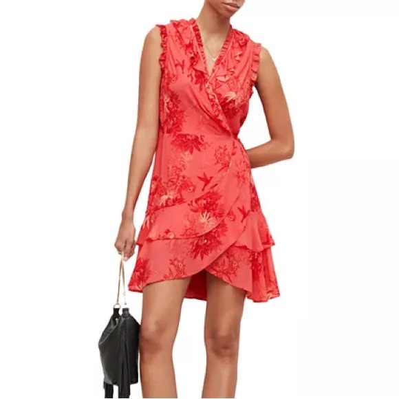 AllSaints Ari Nila Floral-Print Crepe Wrap Dress - Picture 3 of 16